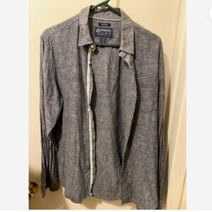 Vintage Preppy American Rag Linen Button Down Shirt ,Size Medium Color blue